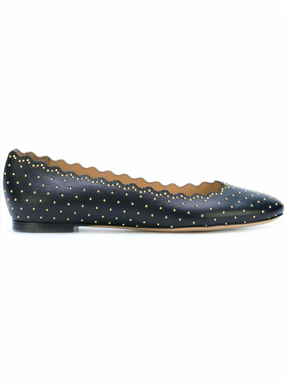Chloe Lauren Leather Studded Ballet Flats